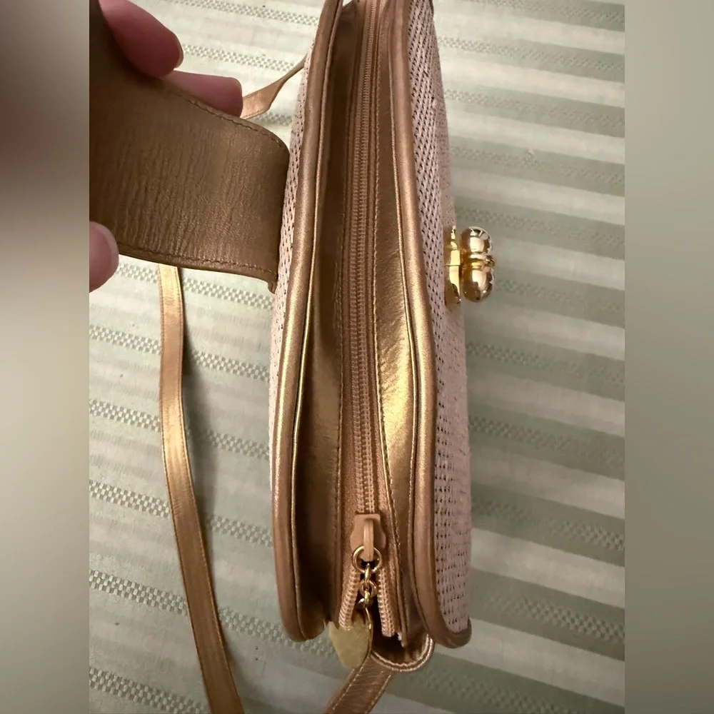 Stuart Weitzman Tan and Cream Crossbody Bag